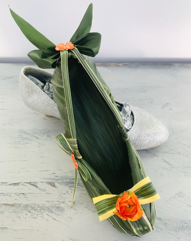 wedding shoe made from flowers