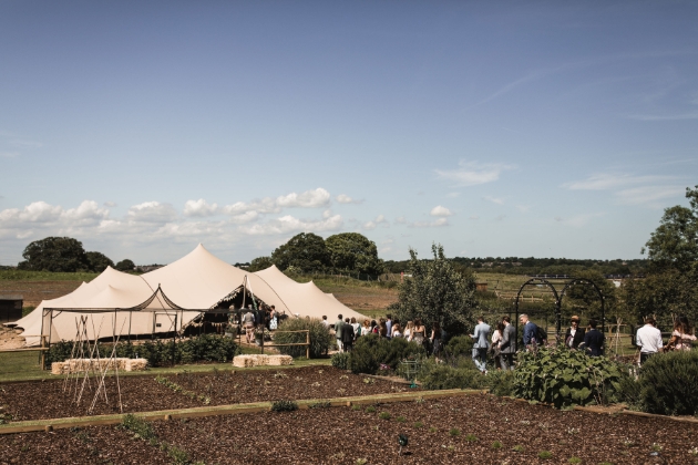 Jimmy’s Farm & Wildlife Park, tent in farmland for wedding