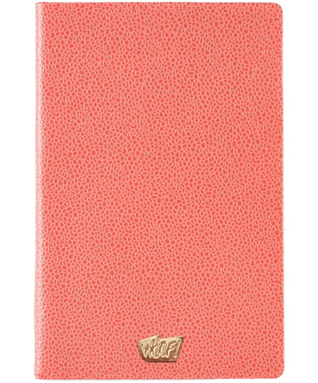 coral notebook woof charm