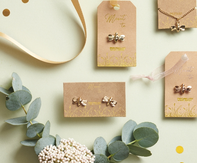 gold bee range in bracelet and earrings