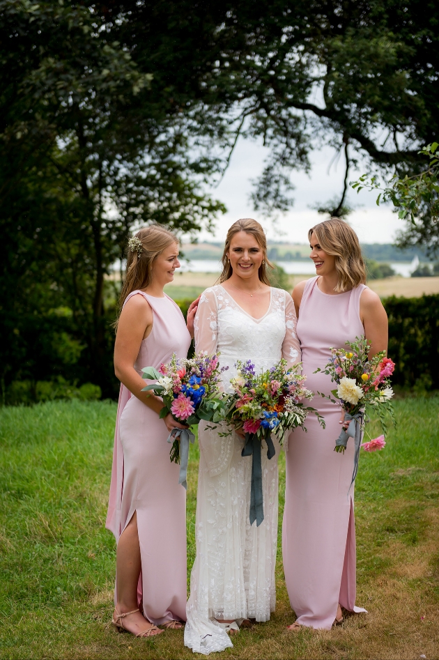 Bride and two bridesmaids