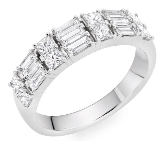 Platinum Diamond Two Row Half Eternity Ring