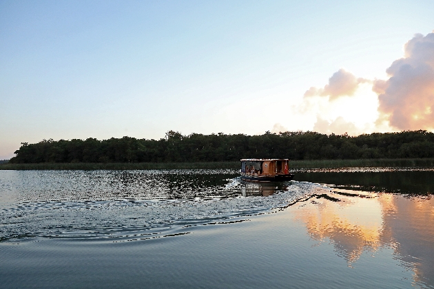 A boat on a lake