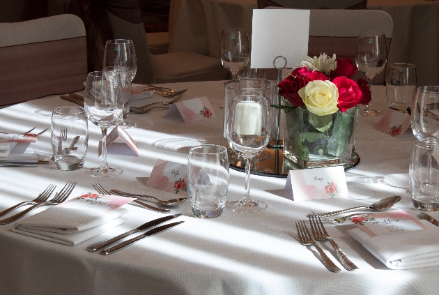 A table set up for a wedding